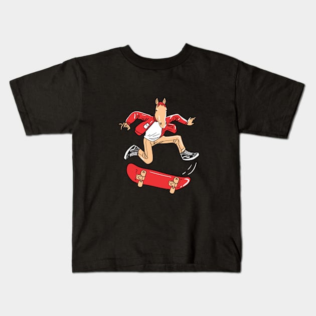 Skate Horse Kids T-Shirt by jayaadiprastya